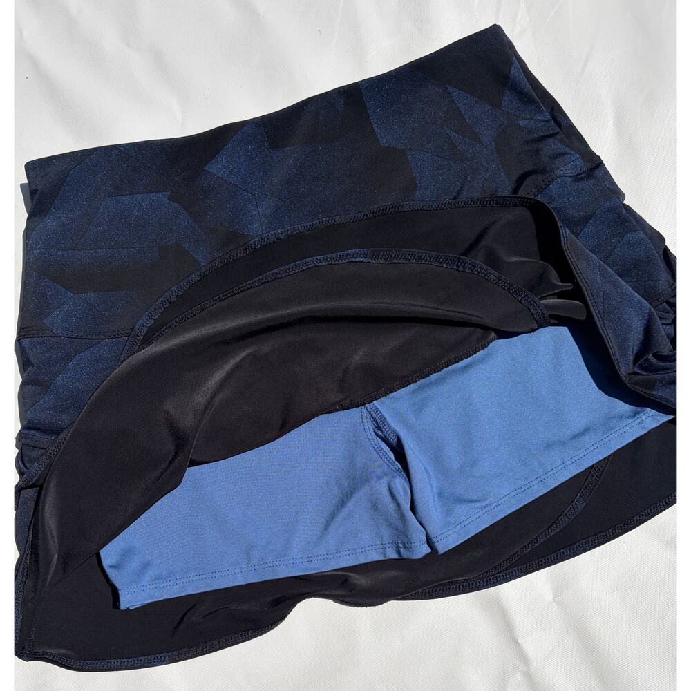Lucky in Love Blue Black Shimmery Ruffled Tiered Layer Tennis Skirt Sz M (8-10) - Picture 4 of 7